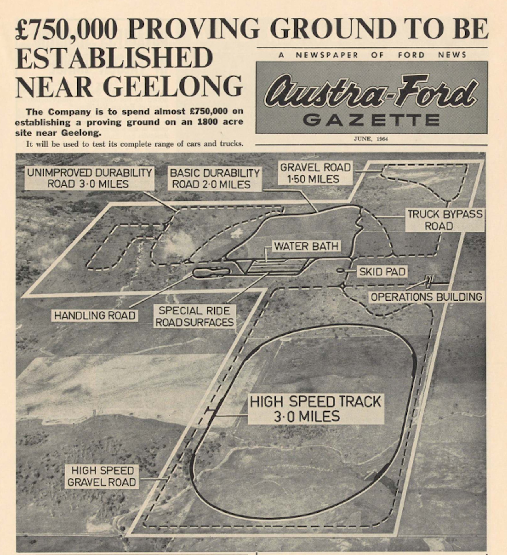 Original newspaper detailing the establishment of the You Yangs Proving Ground in 1965.
